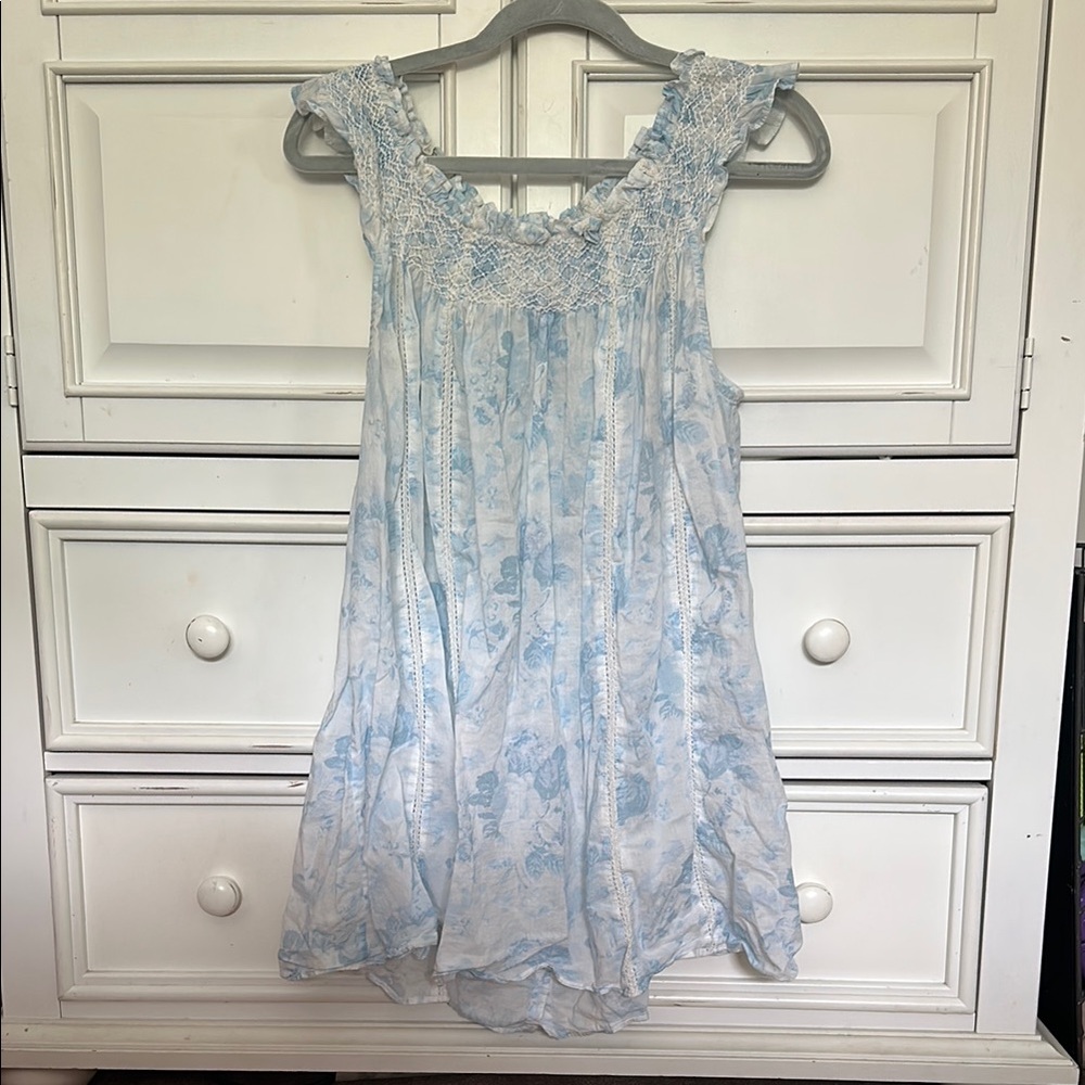 LoveShackFancy Light Blue Floral Dress